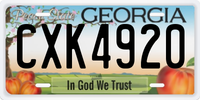 GA license plate CXK4920