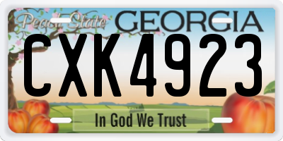 GA license plate CXK4923