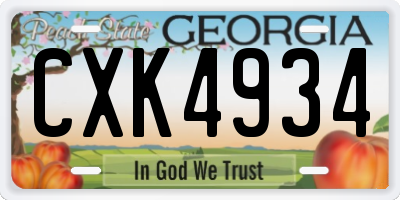 GA license plate CXK4934