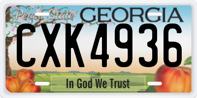 GA license plate CXK4936