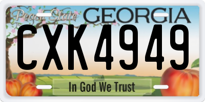 GA license plate CXK4949