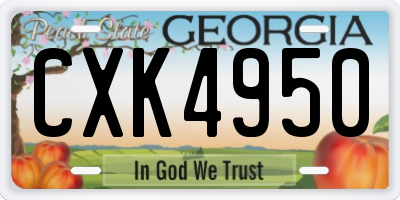 GA license plate CXK4950