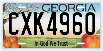 GA license plate CXK4960