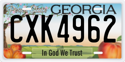 GA license plate CXK4962