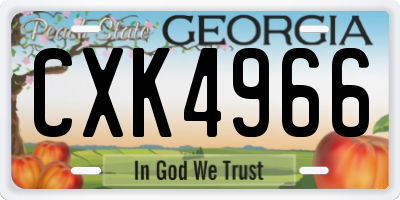 GA license plate CXK4966