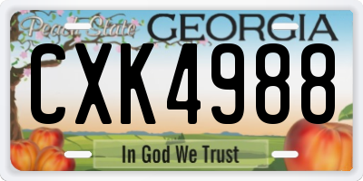 GA license plate CXK4988