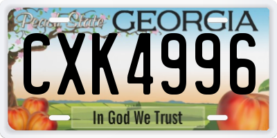 GA license plate CXK4996