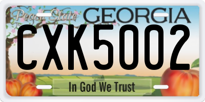 GA license plate CXK5002