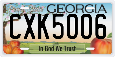 GA license plate CXK5006