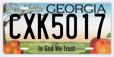 GA license plate CXK5017