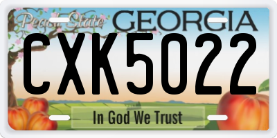 GA license plate CXK5022