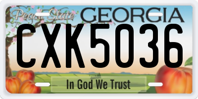 GA license plate CXK5036