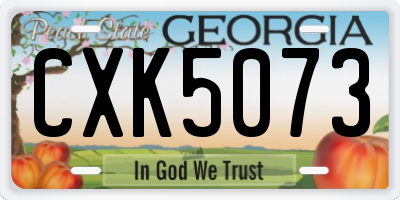 GA license plate CXK5073