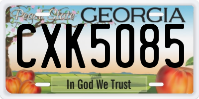 GA license plate CXK5085
