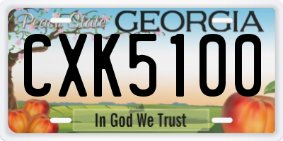 GA license plate CXK5100