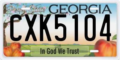 GA license plate CXK5104