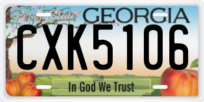 GA license plate CXK5106