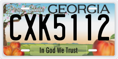 GA license plate CXK5112