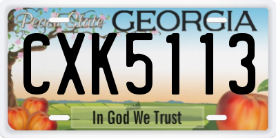 GA license plate CXK5113