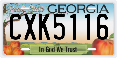 GA license plate CXK5116