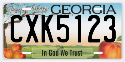 GA license plate CXK5123