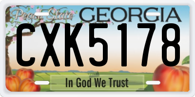 GA license plate CXK5178