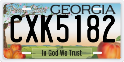 GA license plate CXK5182