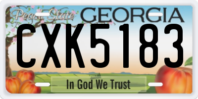 GA license plate CXK5183