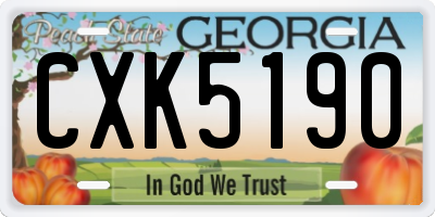 GA license plate CXK5190