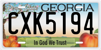 GA license plate CXK5194