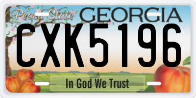 GA license plate CXK5196