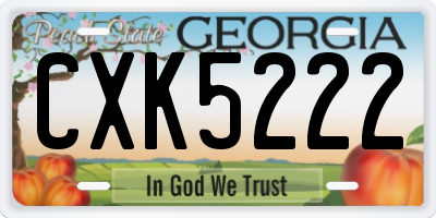 GA license plate CXK5222