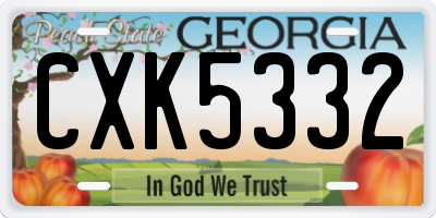 GA license plate CXK5332