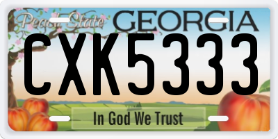 GA license plate CXK5333