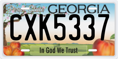 GA license plate CXK5337