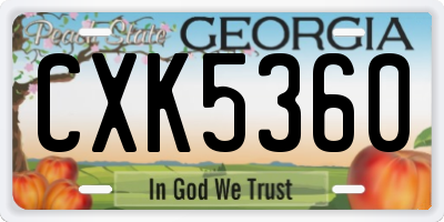 GA license plate CXK5360