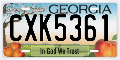 GA license plate CXK5361