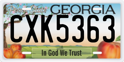 GA license plate CXK5363