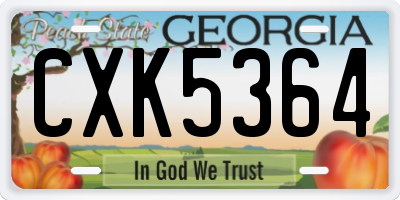 GA license plate CXK5364
