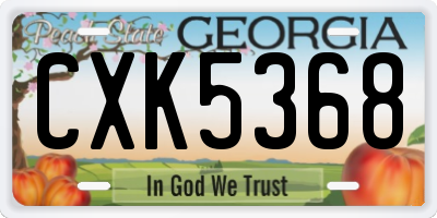 GA license plate CXK5368