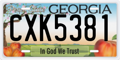 GA license plate CXK5381