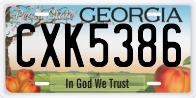 GA license plate CXK5386