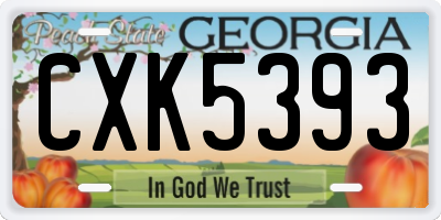 GA license plate CXK5393