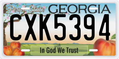 GA license plate CXK5394