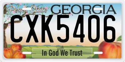 GA license plate CXK5406