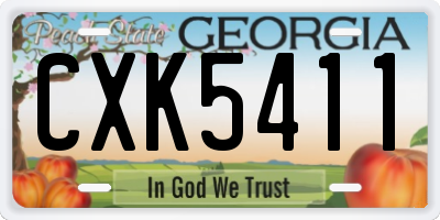 GA license plate CXK5411