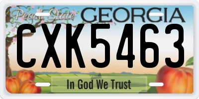 GA license plate CXK5463