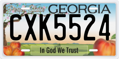 GA license plate CXK5524