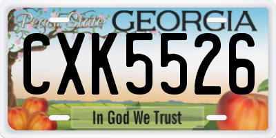 GA license plate CXK5526