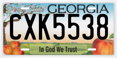 GA license plate CXK5538